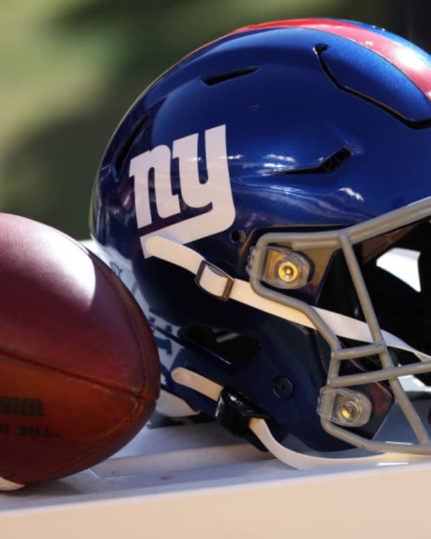 New York Giants helmet.