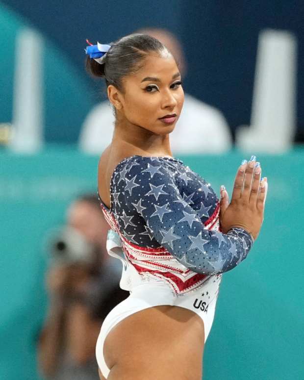 Jordan Chiles of the United States competes in the women’s team final at the Paris 2024 Olympic Summer Games on July 30, 2024.