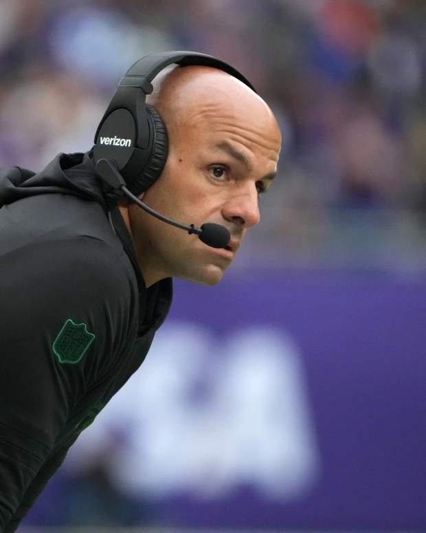 Former New York Jets head coach Robert Saleh at Tottenham Hotspur Stadium on Oct. 6, 2024.