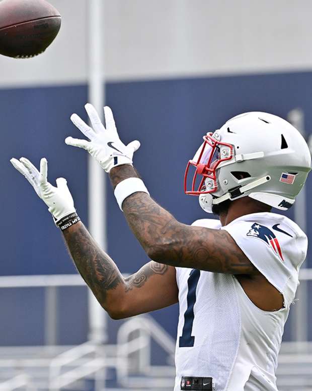 New England Patriots wide receiver Ja’Lynn Polk at OTAs