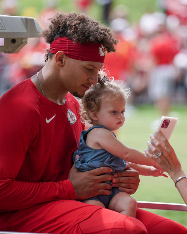 Kansas City Chiefs quarterback Patrick Mahomes (15) and wife Brittany.