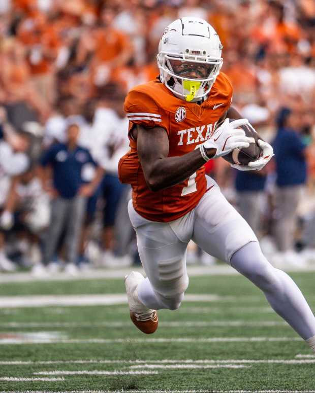 Texas Longhorns wide receiver Johntay Cook II (1).