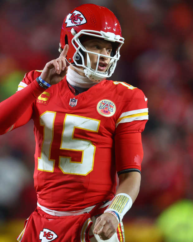 Kansas City Chiefs quarterback Patrick Mahomes at Arrowhead Stadium on Jan. 26, 2025.