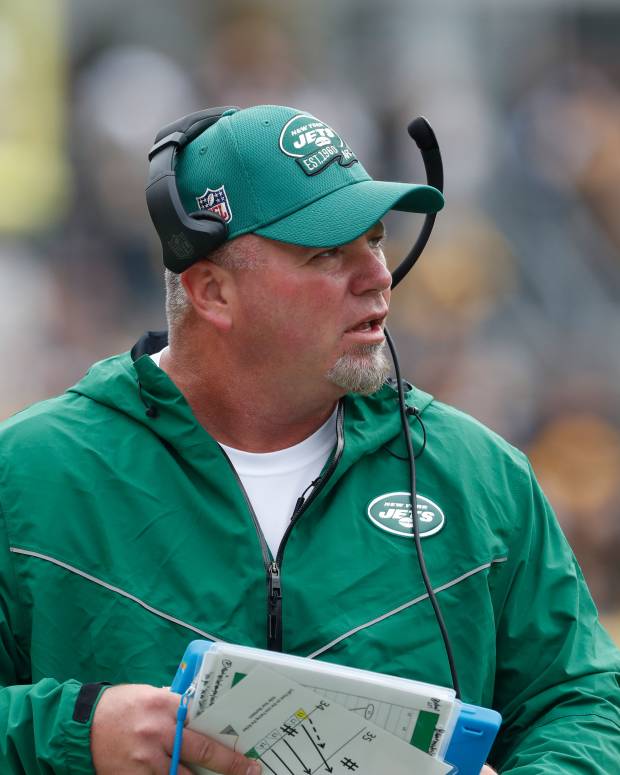 Oct 2, 2022; Pittsburgh, Pennsylvania, USA; New York Jets special teams coordinator Brant Boyer on the sidelines against the Pittsburgh Steelers during the second quarter at Acrisure Stadium.