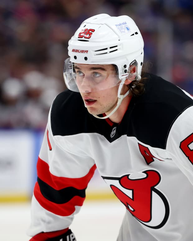 New Jersey Devils center Jack Hughes (86).