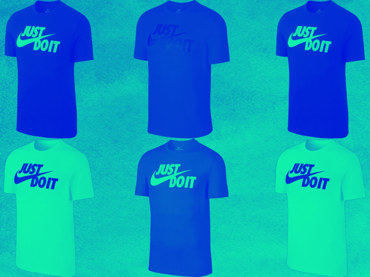 blue nike just do it t shirt