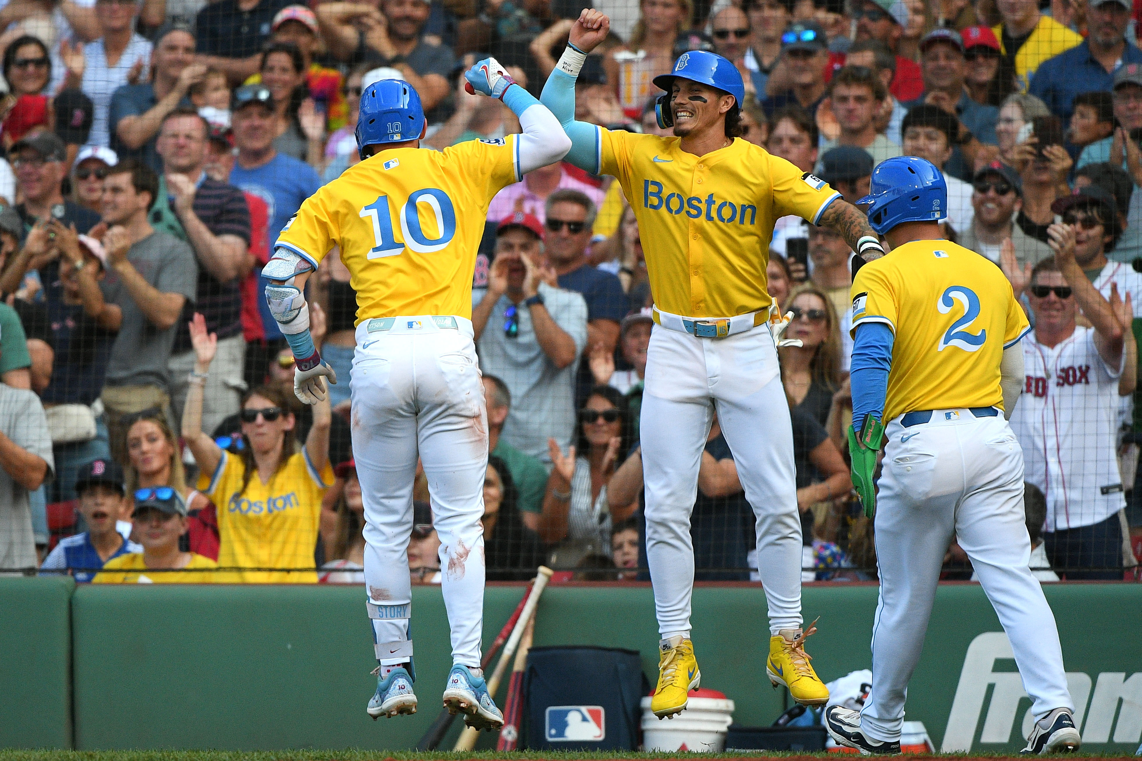 red sox and yellow uniforms