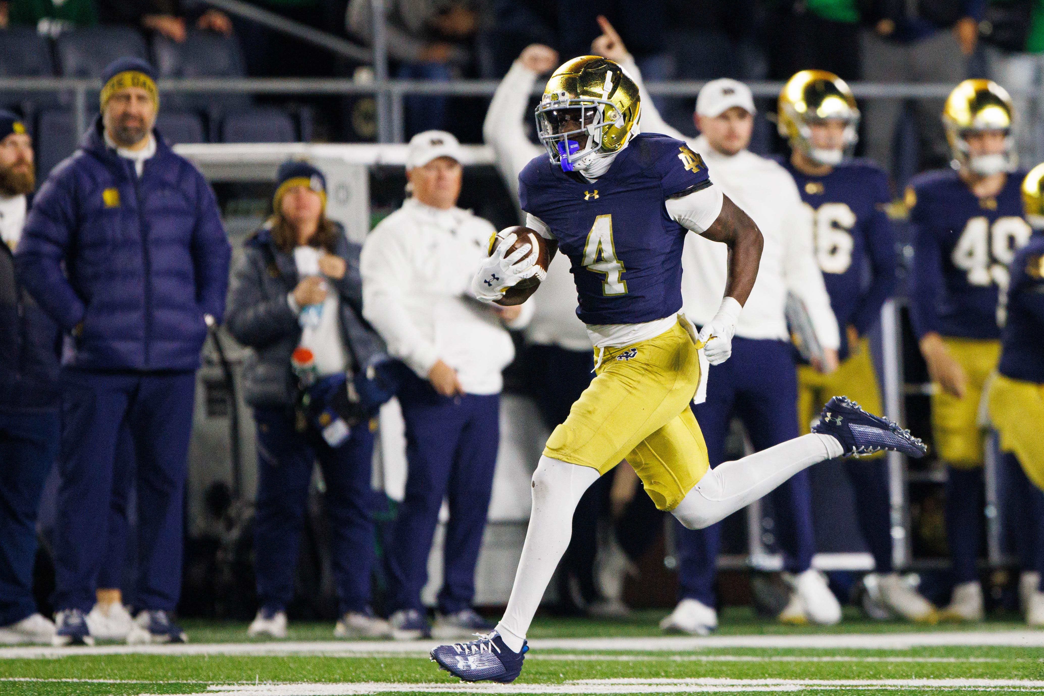 Notre Dame RB Jeremiyah Love Holds Impressive College Football Playoff Record - Athlon Sports