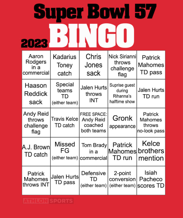 2023 Super Bowl Commercial Bingo 