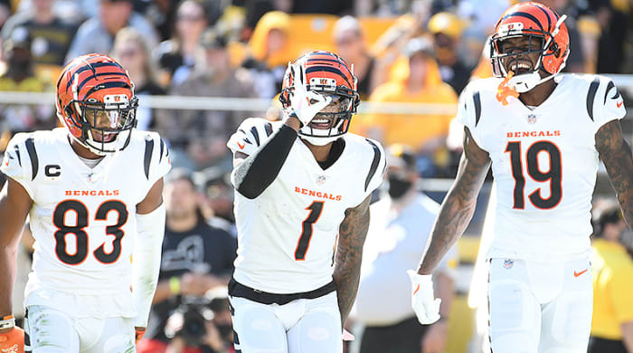Tyler Boyd, Ja'Marr Chase, Auden Tate of the Cincinnati Bengals