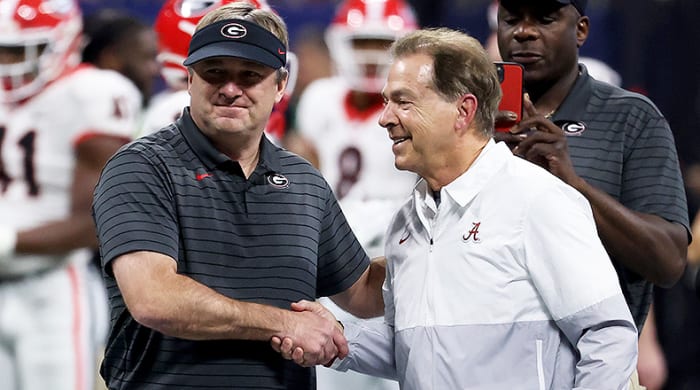 Kirby Smart and Nick Saban, 2021 SEC Championship Game