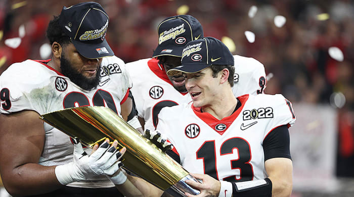Jordan Davis and Stetson Bennett, Georgia Bulldogs Football in 2022 College Football Playoff National Championship