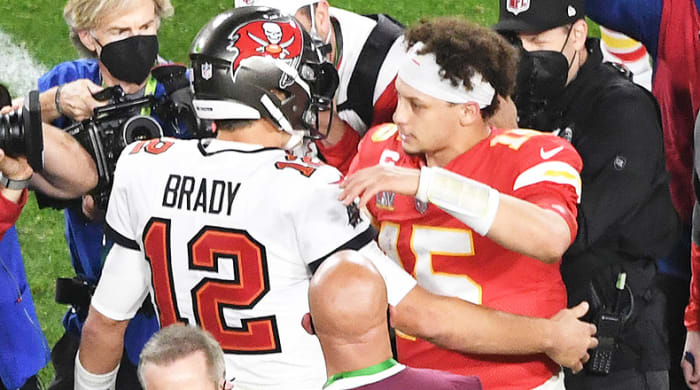 Tom Brady, Patrick Mahomes after Super Bowl LV