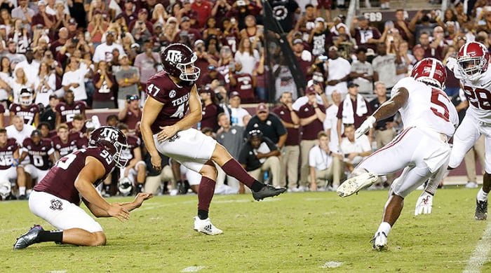 Seth Small, Texas A&M Aggies Football vs. Alabama Crimson Tide on Oct. 9, 2021