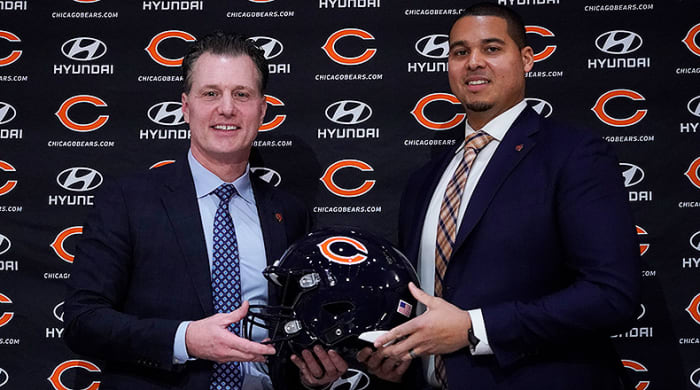 Head coach Matt Eberflus and general manager Ryan Poles, Chicago Bears