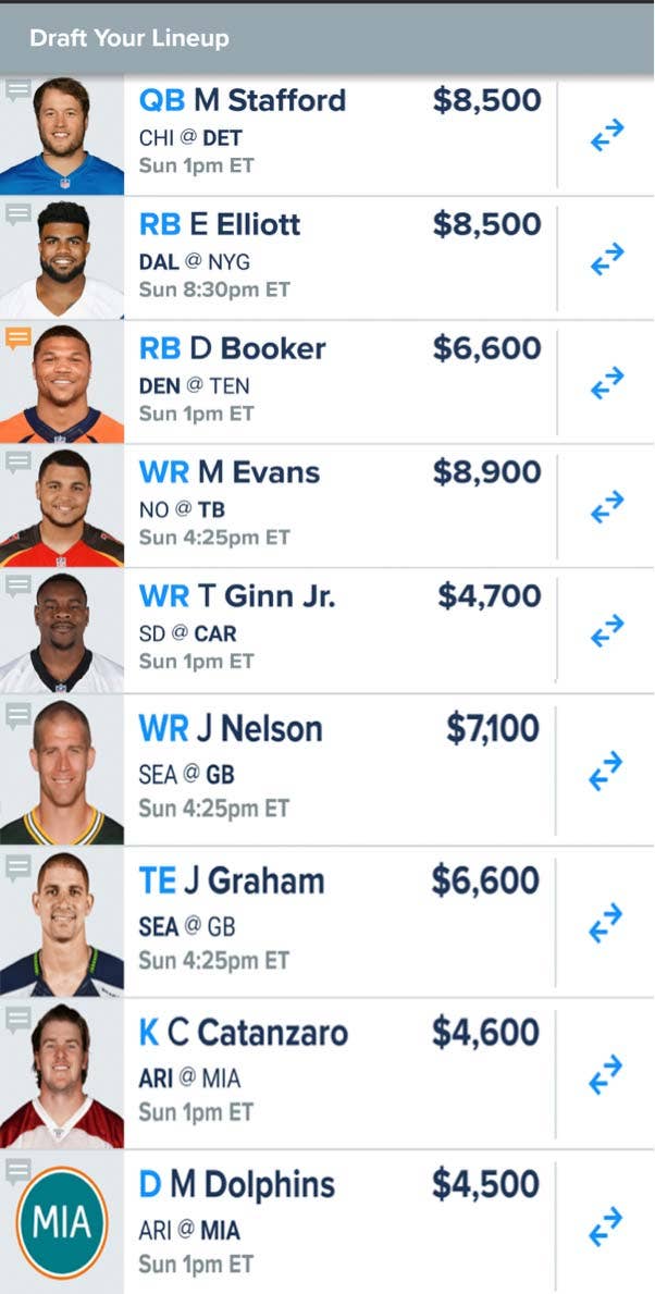 NFL Best Daily Fantasy Football Lineups for FanDuel and DraftKings