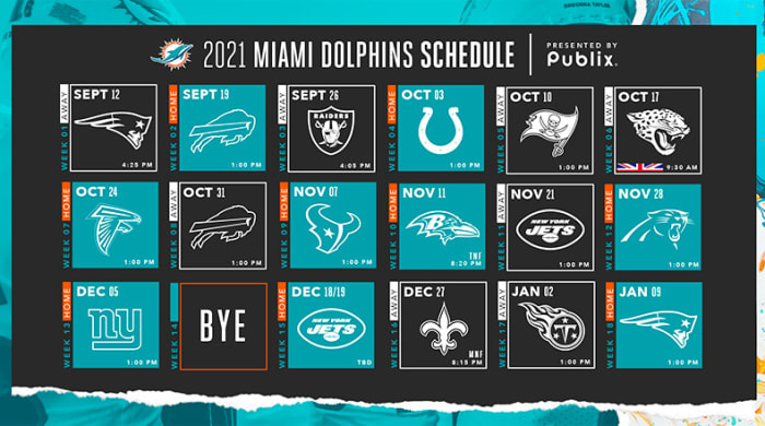 Miami Dolphins Schedule 2021 - AthlonSports.com | Expert Predictions, Picks, and Previews