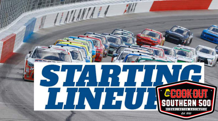 NASCAR starting lineup for Sunday's Cook Out Southern 500 at Darlington Raceway