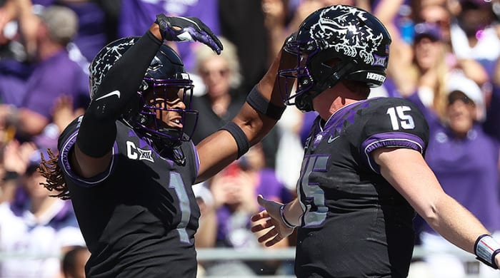 Quentin Johnston and Max Duggan, TCU Horned Frogs Football