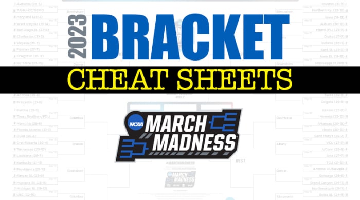 NCAA Bracket Cheat Sheets Predictions For 2023 March Madness 
