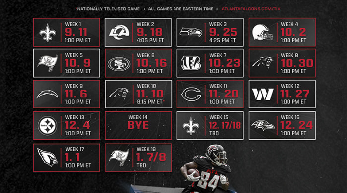 Atlanta Falcons Schedule 2022 - AthlonSports.com | Expert Predictions, Picks, and Previews