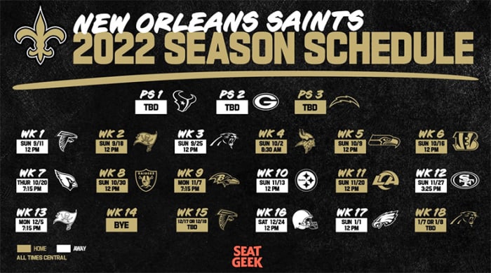 New Orleans Saints Schedule 2022 - AthlonSports.com | Expert Predictions, Picks, and Previews