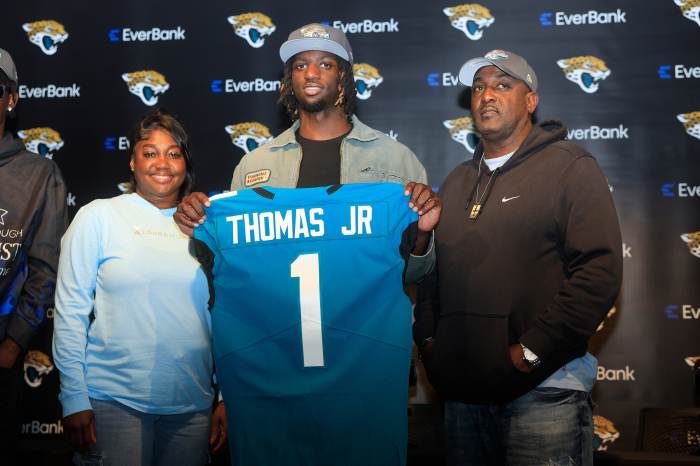 Brian Thomas Jr Introduced After Being Drafted By The Jacksonville 