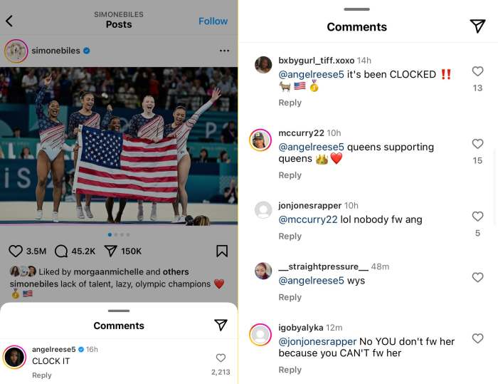 Angel Reese's reply to Simone Biles' clap back at MyKayla Skinner