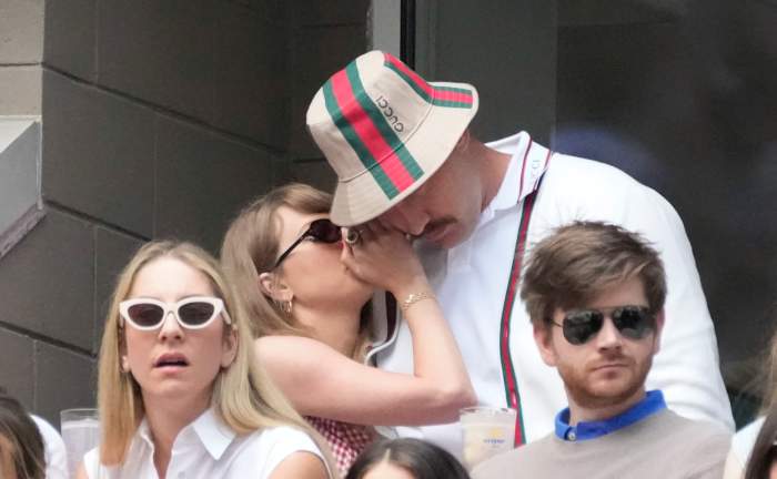 Taylor Swift and Kansas City Chiefs tight end Travis Kelce at the US Open tennis on September 8, 2024.