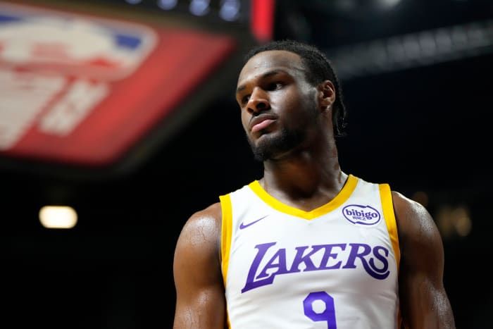 Los Angeles Lakers guard Bronny James (9).