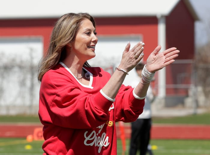 Randi Mahomes, mother of Kansas City Chiefs quarterback Patrick Mahomes, in Green Bay, Wisconsin on April 23, 2025.