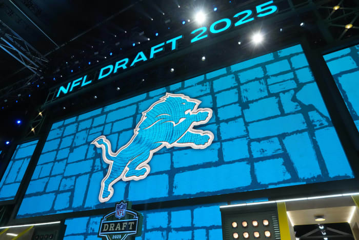Detroit Lions logo at the 2025 NFL Draft