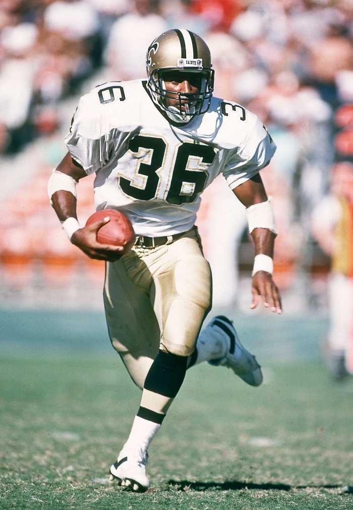 Oct 9, 1988; FILE PHOTO; New Orleans Saints running back Rueben Mayes (36) in action against the San Diego Chargers. Mandatory Credit: Peter Brouillet-USA TODAY NETWORK