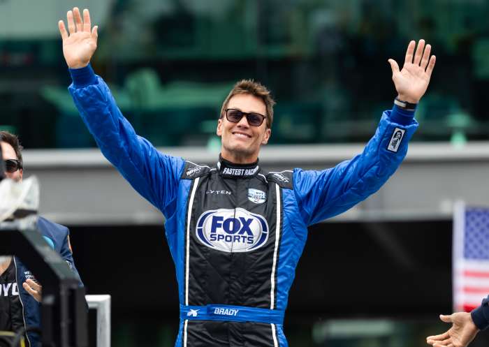 Tom Brady prior to the IndyCar Series 109th Running of the Indianapolis 500 at Indianapolis Motor Speedway.