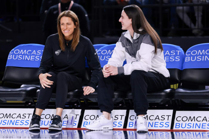 Indiana Fever guard Caitlin Clark and head coach Stephanie White.