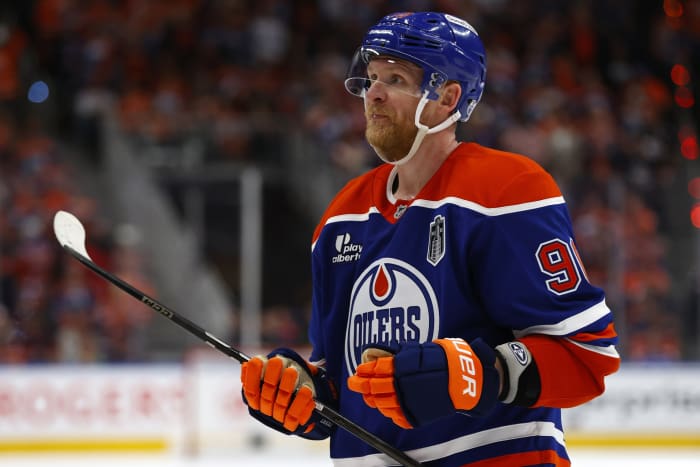 Edmonton Oilers right wing Corey Perry (90) during the third period in game two of the 2025 Stanley Cup Final at Rogers Place.