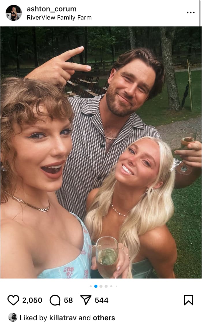 Travis Kelce, Taylor Swift with his cousin.