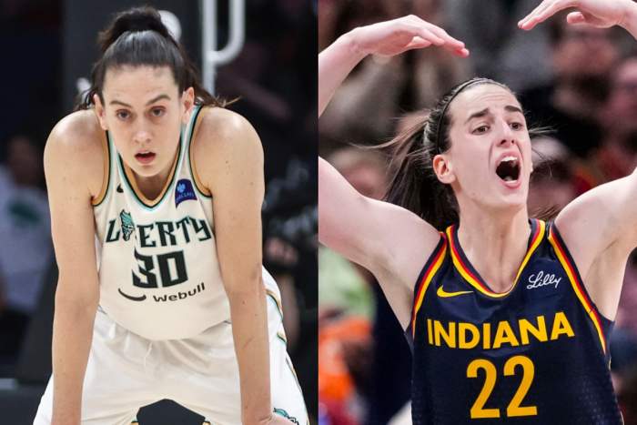 New York Liberty forward Breanna Stewart and Indiana Fever guard Caitlin Clark.