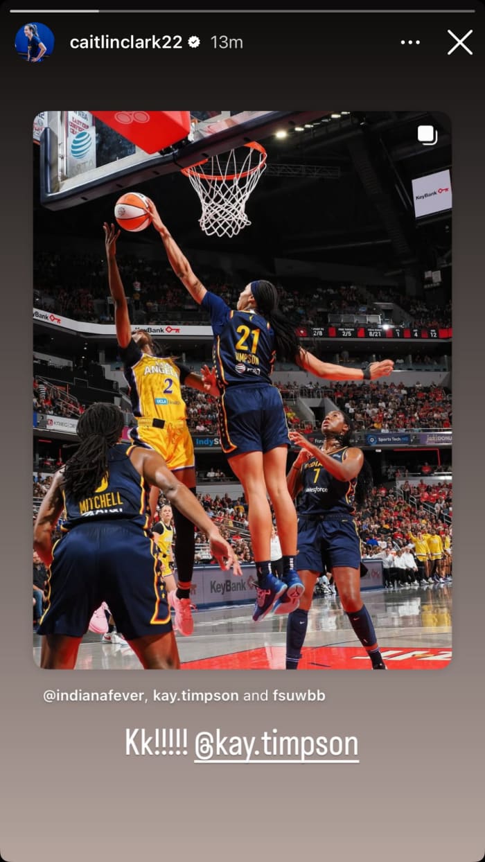 Indiana Fever guard Caitlin Clark's post about rookie Makayla Timpson.