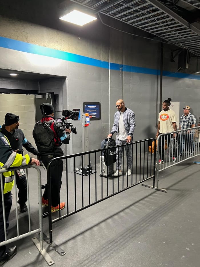 Dak Prescott entering locker room at Bank of America Stadium