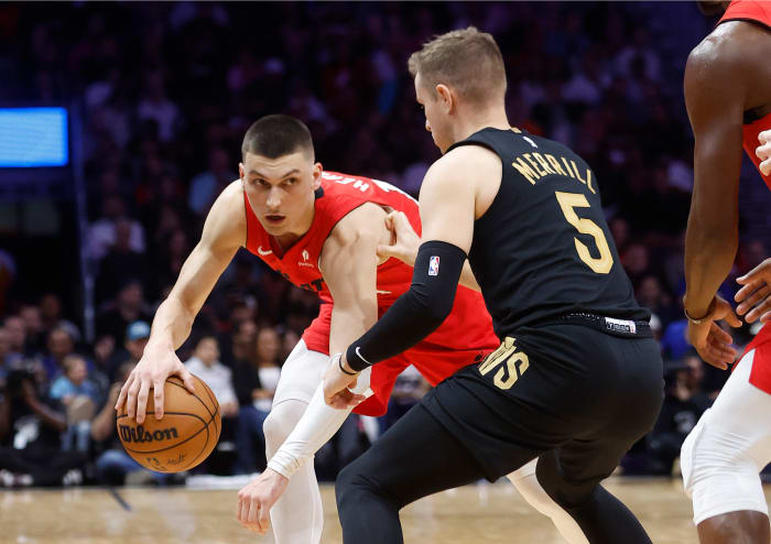 Miami Heat guard Tyler Herro against the Toronto Raptors at Kaseya Center.