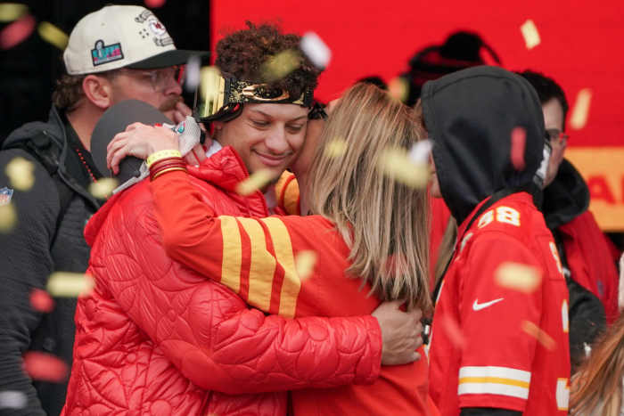 Kansas City Chiefs quarterback Patrick Mahomes (15) and his mother, Randi Mahomes.