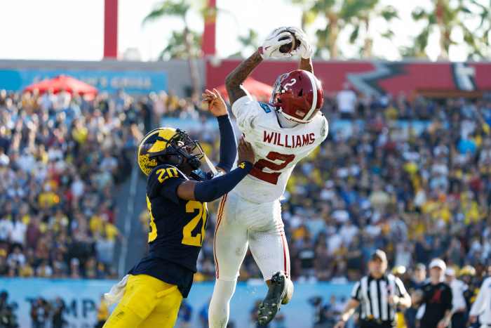 Alabama Crimson Tide wide receiver Ryan Williams (2) makes a catch against the Michigan Wolverines..