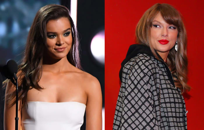 Hailee Steinfeld, Bills quarterback Josh Allen's fiancée (left) and Taylor Swift, Chiefs tight end Travis Kelce's girlfriend.