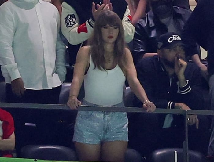Taylor Swift watches Super Bowl LIX at the Superdome on Feb. 9, 2025.