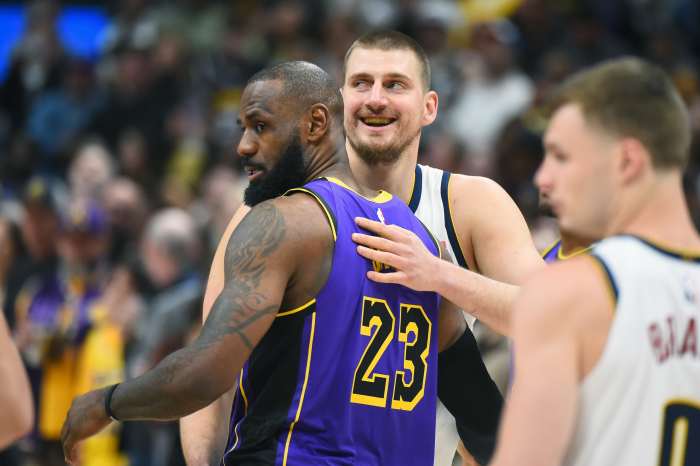 Denver Nuggets center Nikola Jokic and Los Angeles Lakers forward LeBron James.
