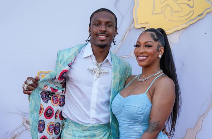Kansas City Chiefs wide receiver Mecole Hardman and his fiancée, Chariah Gordon.