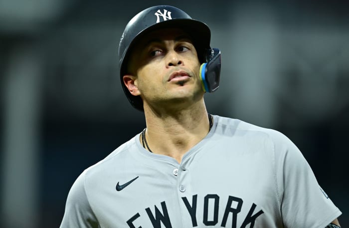 New York Yankees designated hitter Giancarlo Stanton (27),