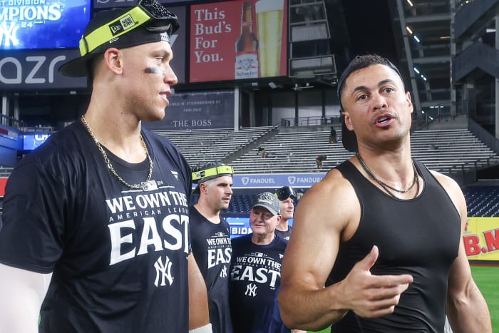 New York Yankees center fielder Aaron Judge and designated hitter Giancarlo Stanton