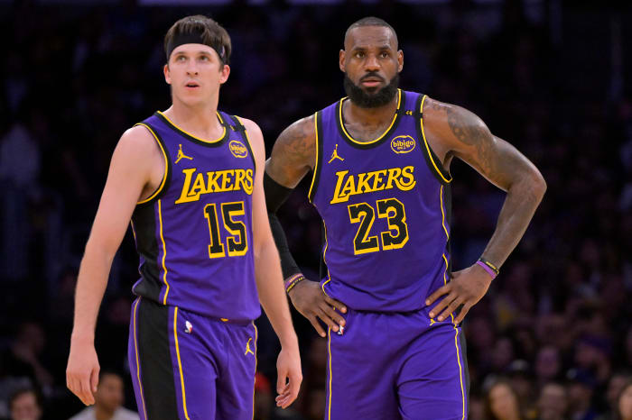 Los Angeles Lakers stars Austin Reaves and LeBron James